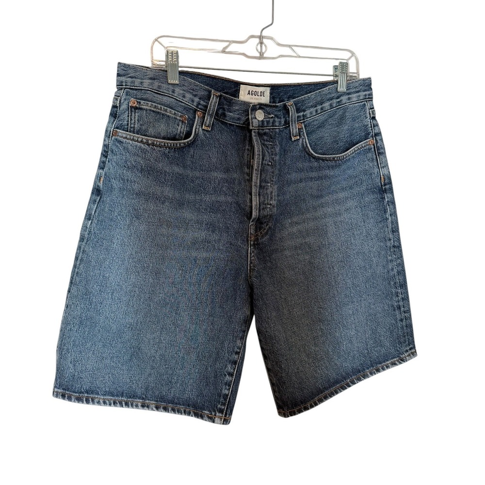AGOLDE Mid Wash Denim Jean Shorts - Blue - Picture 5 of 13